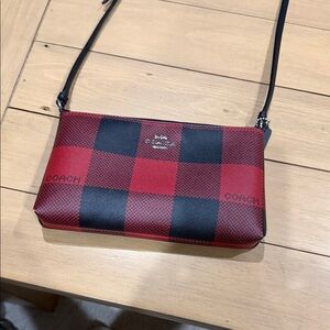 Coach Red and Black Checkered Crossbody Bag